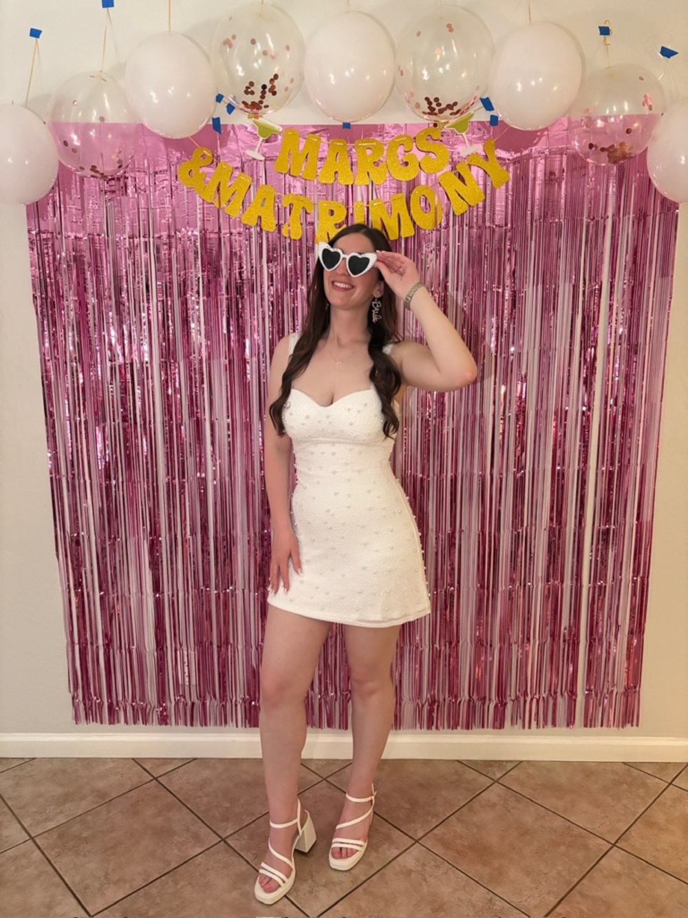 Elegant White Beaded Pearl Windsor Dress Bridal/Graduation